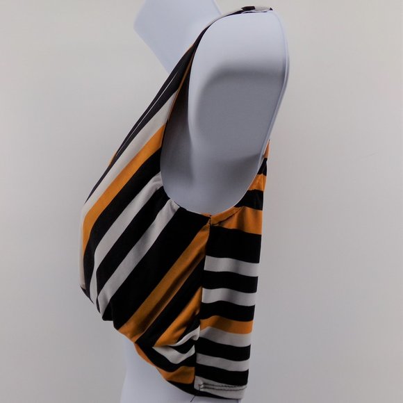 kimcine curve Women's Crop top stripe with a twist size SM orange and black - Picture 3 of 9